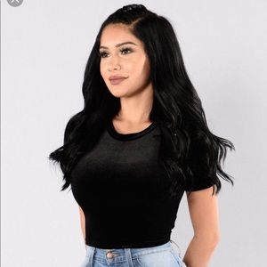 Black velvet crop top NWOT